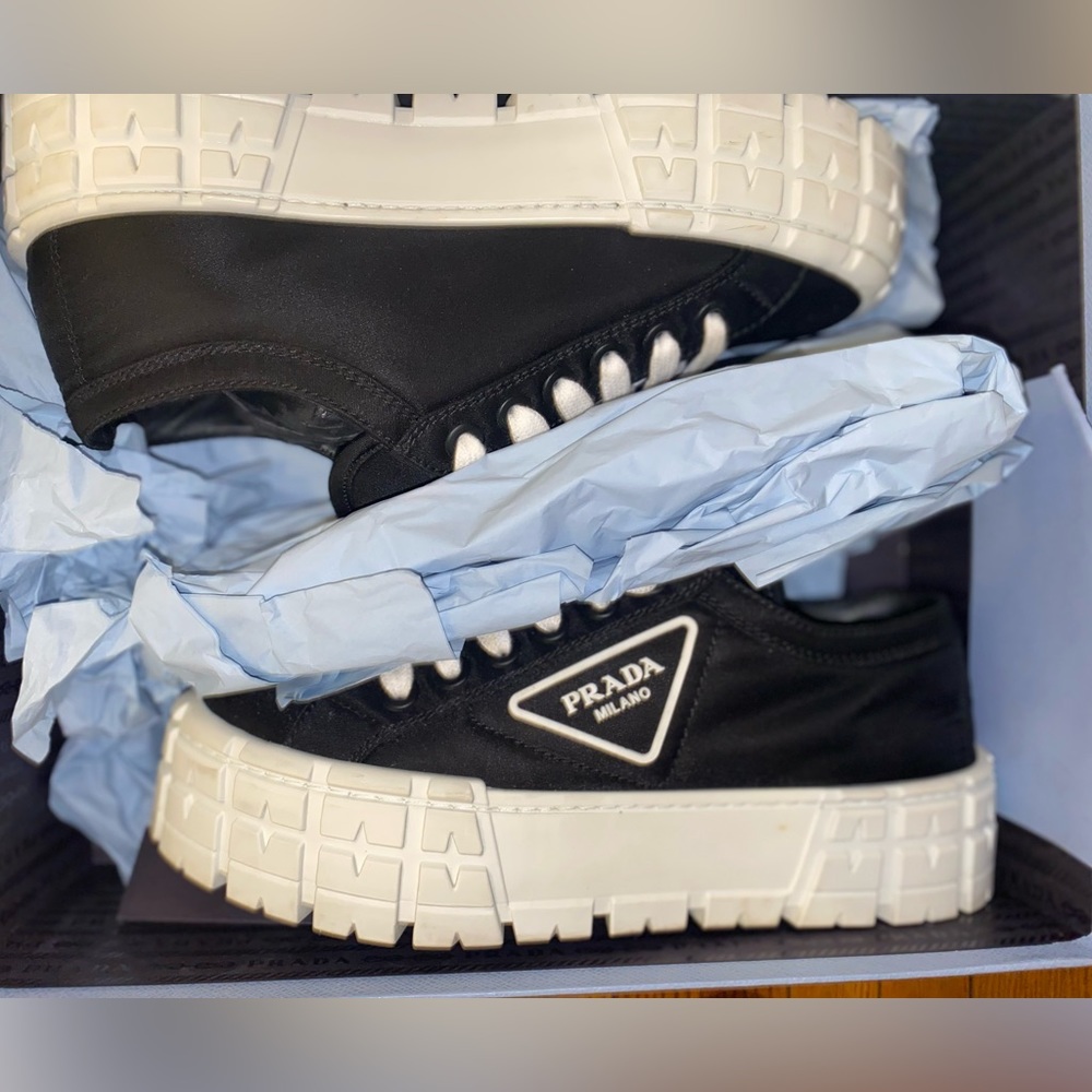 Black Prada double wheel nylon gabardine sneakers